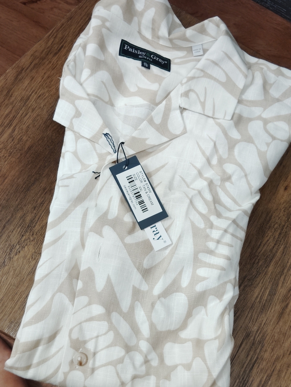 Paisley & Gray Cream and Beige Short-Sleeve Button-Down Shirt